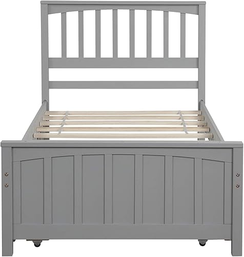 Miniatura 4 de Harper & Bright Designs Marco de cama doble con cama nido, plataforma para niños, cama doble con cama nido extraíble, madera maciza, no necesita