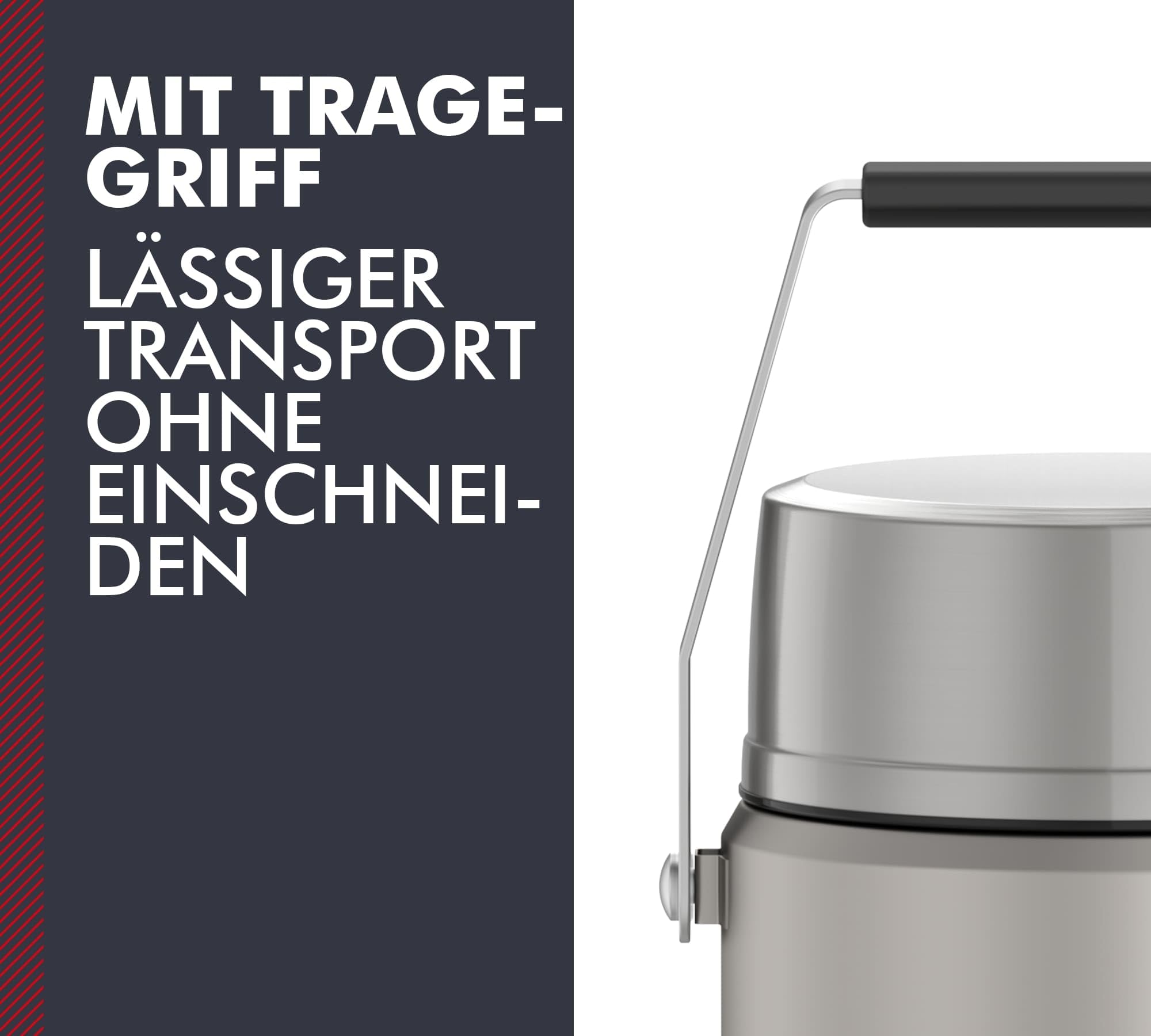Thermos STAINLESS KING Thermobehälter 1,20 l, 12 h heiß, stainless steel | 24 h kalt, absolut dicht, Edelstahl-Isolierbehälter für Essen, mit 2 Allrounder-Einsätzen, Lunchpot, silber matt
