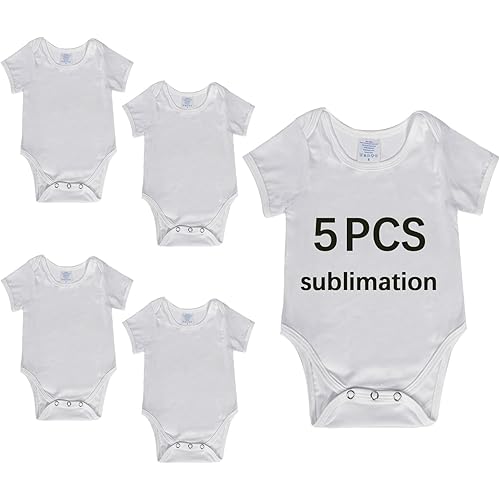 5 PCS Baby Bodysuit Sublimation White Short Sleeve Shirt