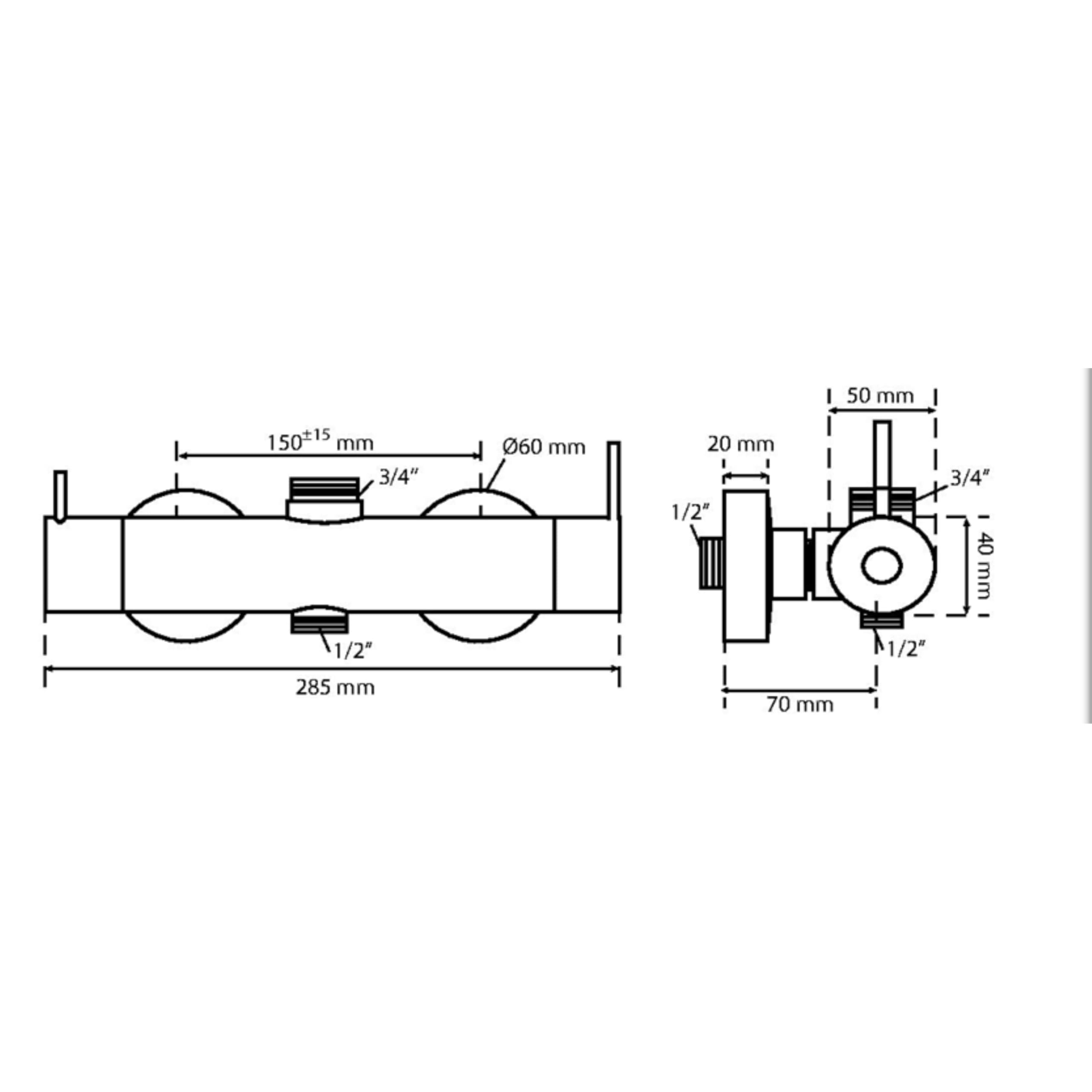 Wirquin 60721400 Touch mechaniczna bateria mieszakowa owalna wyjście wysoka 3/4"