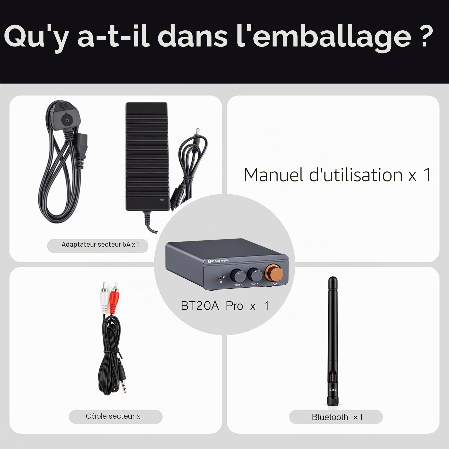 Amplificateur Audio, Mini Amplificateur HiFi, Amplificateur Stéréo Bluetooth 5.4 avec TPA3255, 600W 2 Canaux Stéréo Classe D Intégré Amélioré pour Haut-parleurs avec Contrôle des Aigus et des Basses