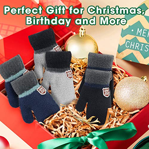 ORVINNER 3 Pack Toddler Gloves Winter Warm Fleece Lined Baby Soft Knit Mittens Toddler Winter Mittens for Boys and Girls (0-36 Months, Black/Navy/Grey Pack)