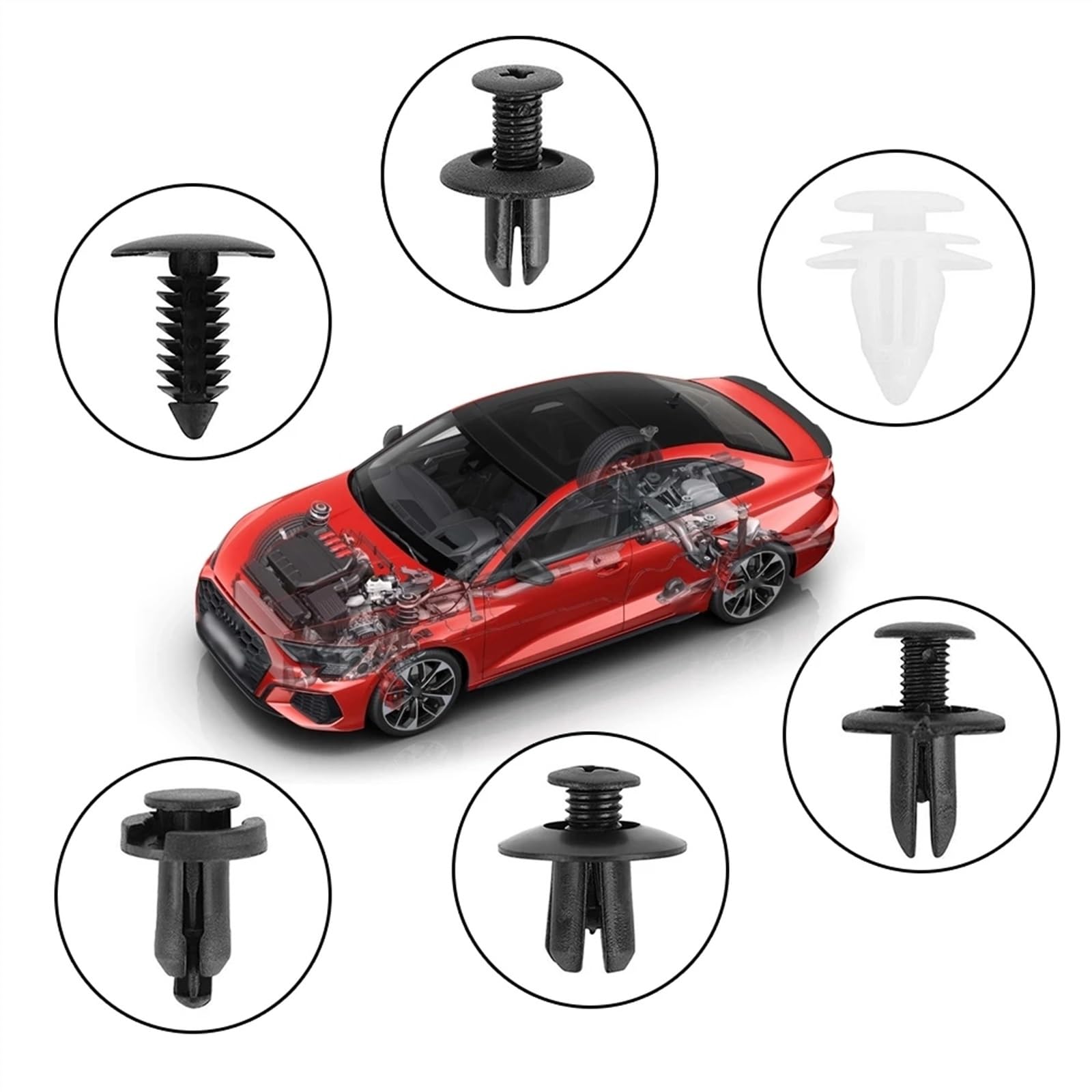 Viti e accessori 1 Set Di Clip Fissaggio Per Auto, In Plastica, Con Perno Fisso, Rivetto Filettato Per Finiture Portiere Paraurti Parti Riparazione(100 Pcs Box Tool B)
