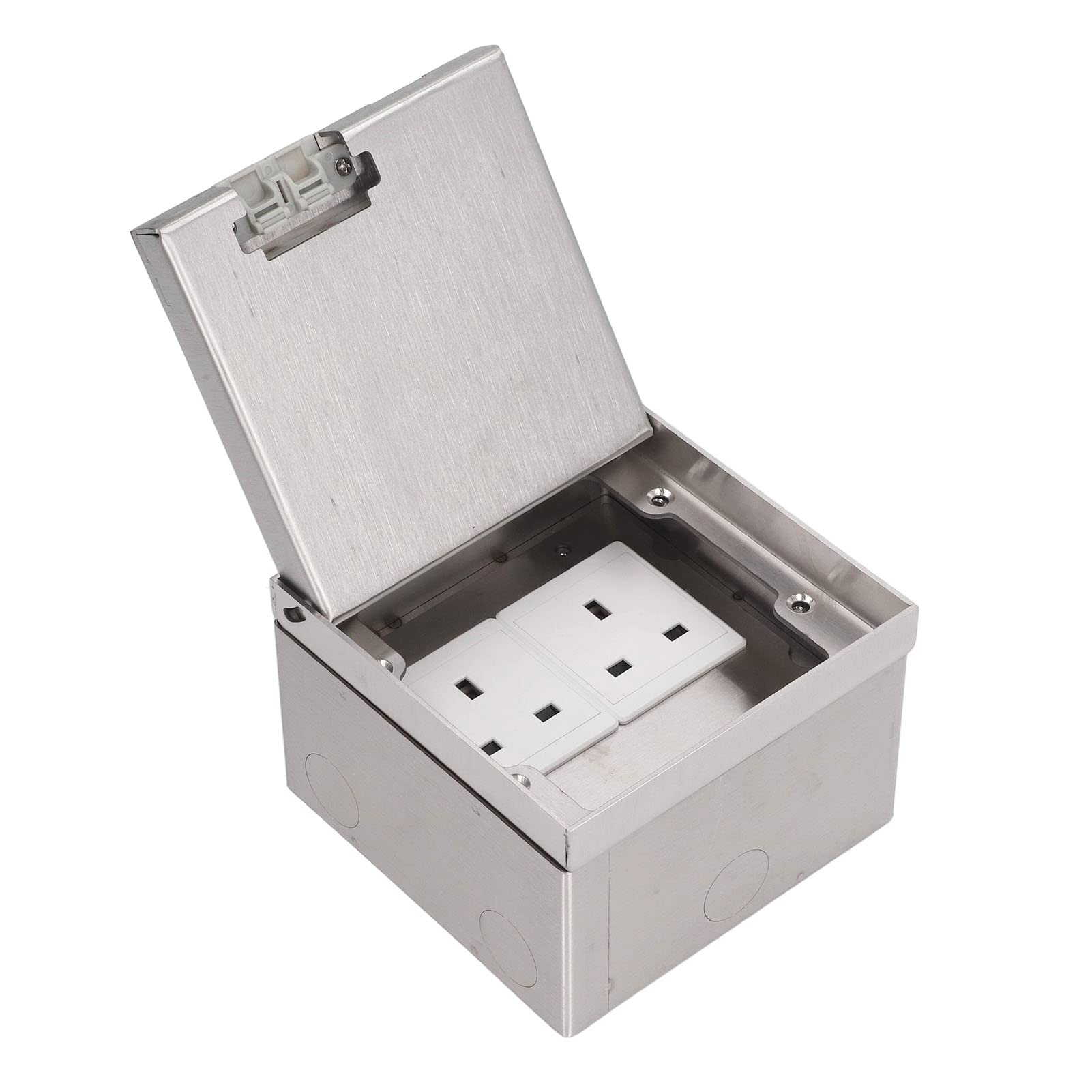 Stainless Steel Dual 3 Hole Recessed Socket Box Rectangular Ground Socket Outlet Flush Mount Electrical Box for Home Office Kitchen Worktop - Image 3