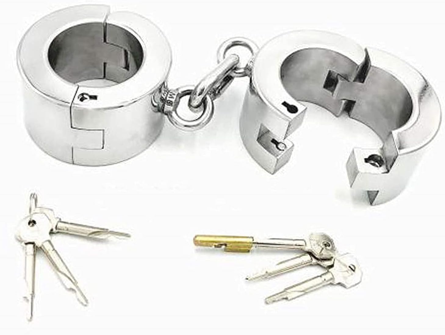 Edelstahl 6 cm hoch Erotik Bondage Handschellen, Super Heavy Metal Runde Handschellen Sex mit Schlüssel, Zurückhaltung Flirten Sklave Fetisch Handgelenk Sexspielzeug für Paare ( Color : Male 6 Cm )