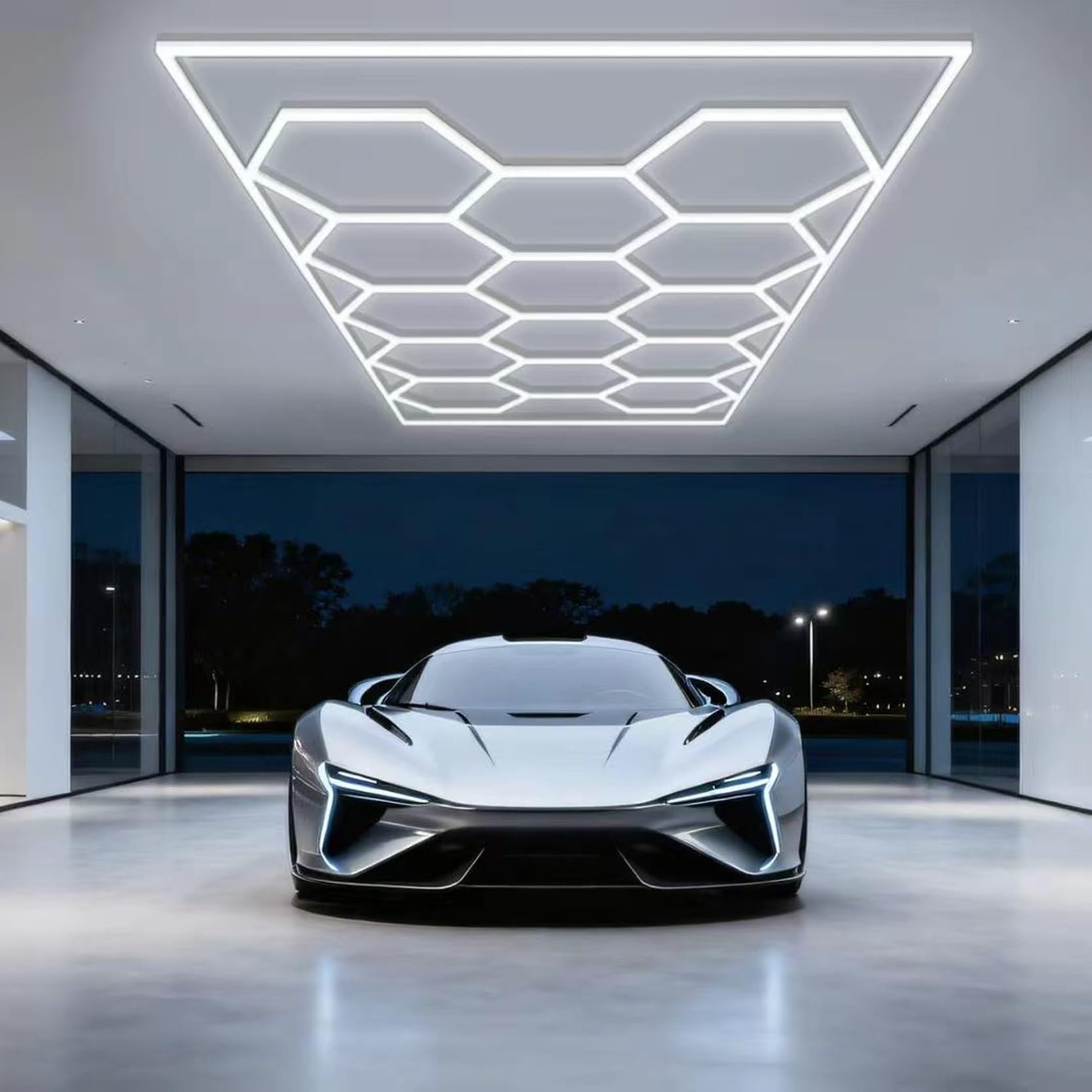Lumières de garage hexagonales 672W super lumineux avec cadres pour éclairage auto