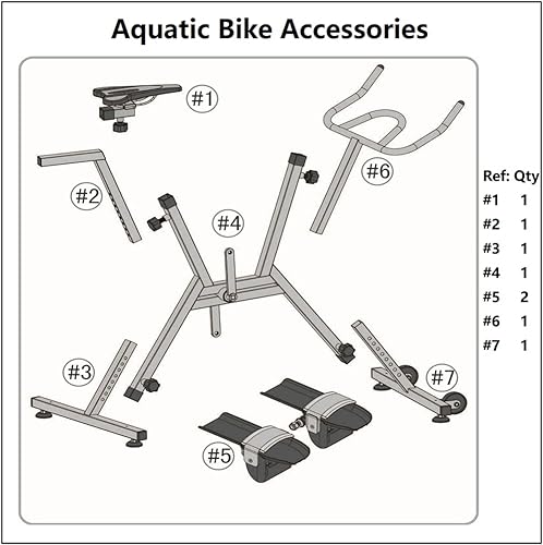 Miniatura 5 de Latourreg Equipo acuático de la aptitud de la bici acuática del acero inoxidable 316L en la piscina de la bicicleta del agua del equipo de la
