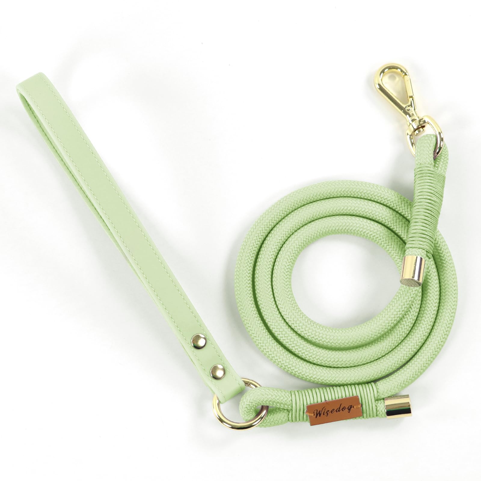 Wisedog Polyester Rope Dog Leash Heavy Duty with Soft Comfortable Padded Handle, Durable Stylish Braided Pet Leash 5 Ft/6 Ft for Small Medium Large Dogs (Sage Green, M|5 ft x 0.5") โ image 1