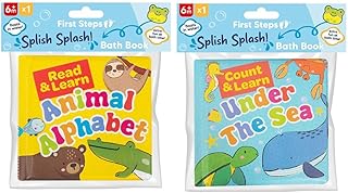 Pack of 2 Baby Bath Books Educational Number Letters Stimulating Sensory Interactive Sea Life Animals