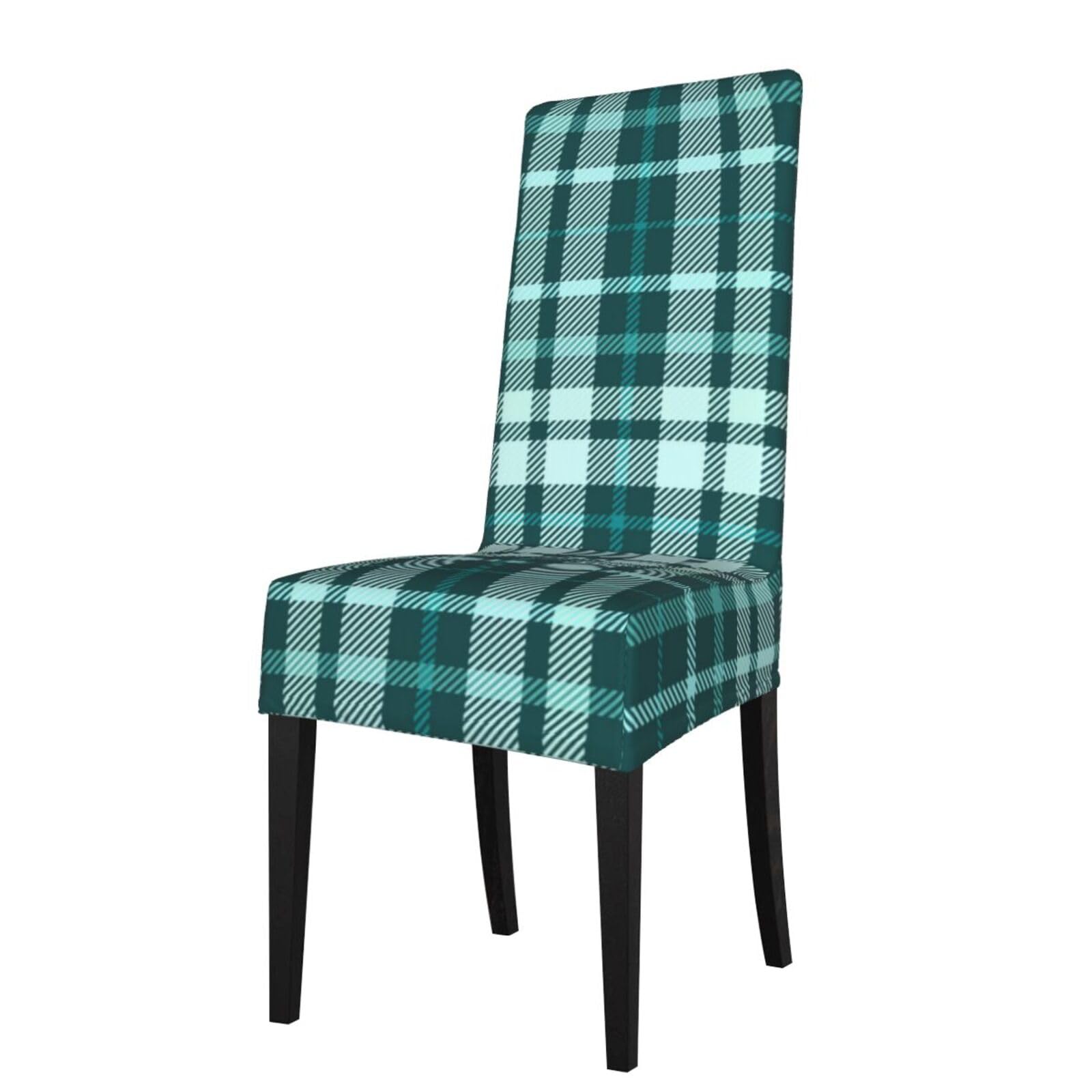 LKYMOH Tartan Plaid Shades Teal Vintage, Chair Covers Stretch Chair Slipcovers for Dining Room, for Party Pet Protection Universal Fit Soft Polyester