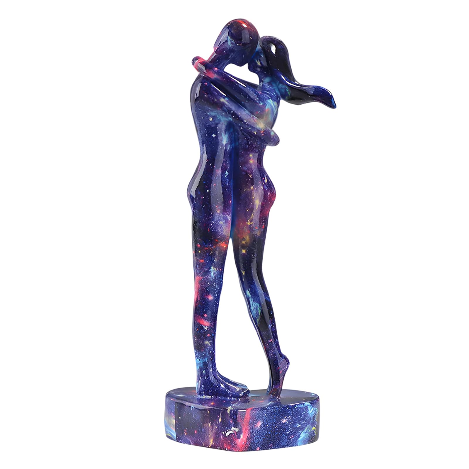 Msioytog Sweethearts Kiss Statue Handcrafted Resin Couple Lover Hugging Sculpture with Base Home Decors Romantics Ornament Gift Lover Hug Sculpture