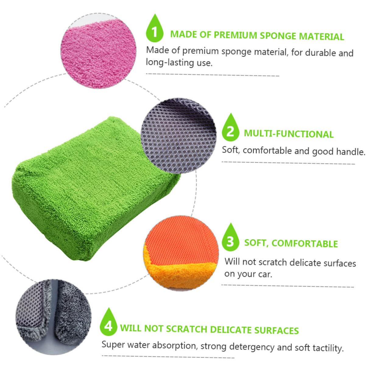 Alipis 2 Series Guantes De Esponja Lavado De Autos Esponjas Absorbentes De Limpieza Herramientas De Cuidado del Vehículo Material Premium Alta Absorción De Agua 2 Piezas*2