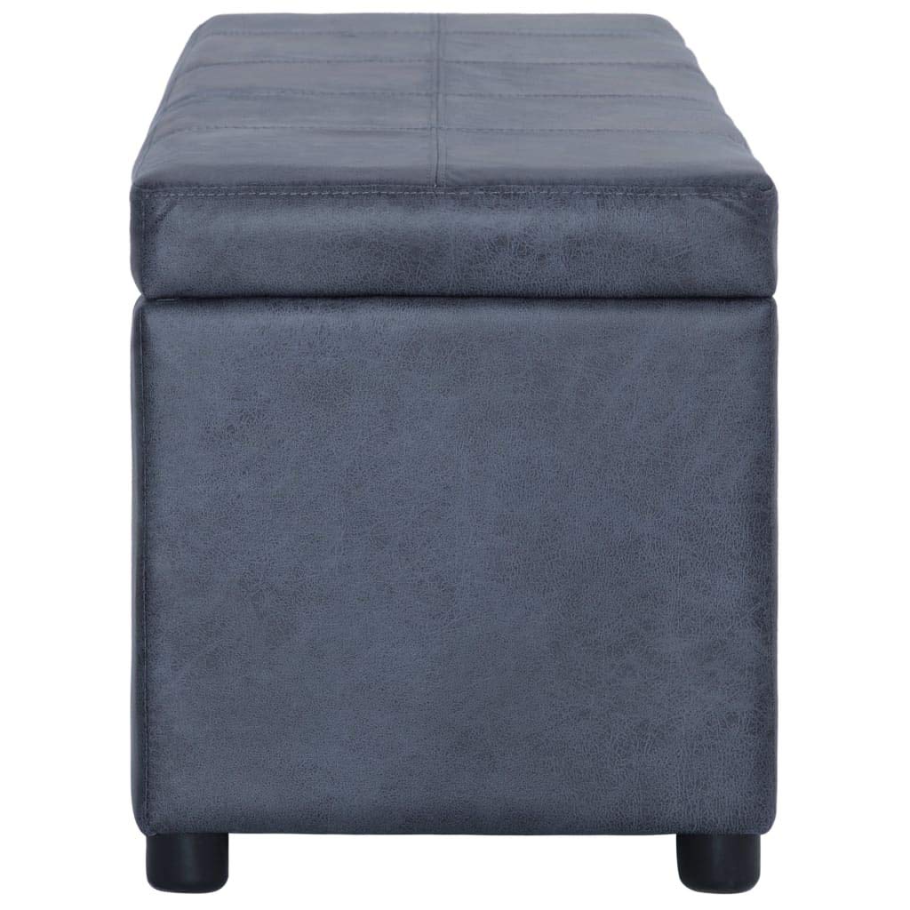 Panca con vano portaoggetti, 116 cm, colore grigio, effetto pelle