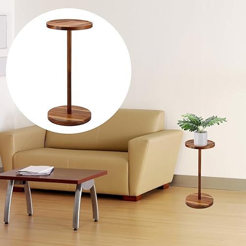 Miniatura 4 de Mesa auxiliar de acrílico para bebidas, mesa transparente para espacios pequeños con almohadillas antideslizantes, mesa auxiliar redonda de 9.8