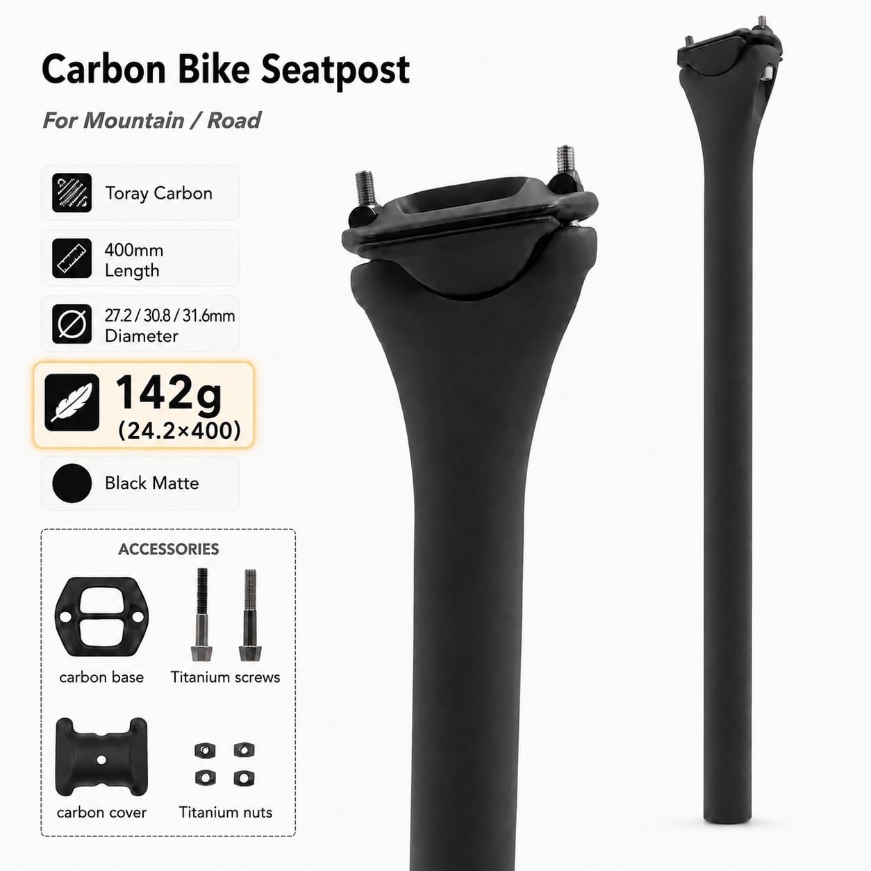 Tubo Reggisella Reggisella MTB in fibra di carbonio Mountain bike Reggisella