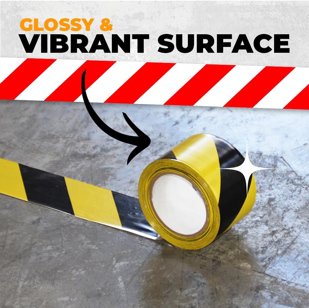 WOD VSWTL187 Floor Marking Safety Stripe Tape, Red & White, 3 inch x 18 yds. For Marking Social Distancing, Hazard, Danger, or Warning Areas. Apply to Walls, Floors, Pipes, and Equipment
