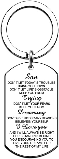 JMIMO Son Keyring Son Gifts from Dad Mum Birthday Christmas Graduation Gifts for Son