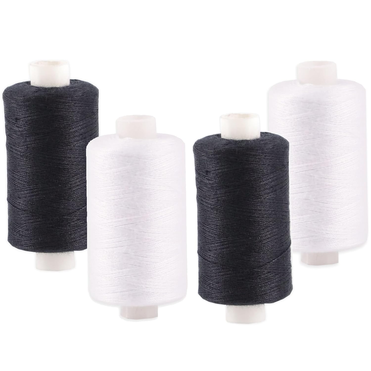 500m Sewing Thread, Strong Multipurpose General Application Thread, for Clothes Attaching Buttons, Repairs, Sewing Machines and Arts and Crafts (4pc Black & White Spools)