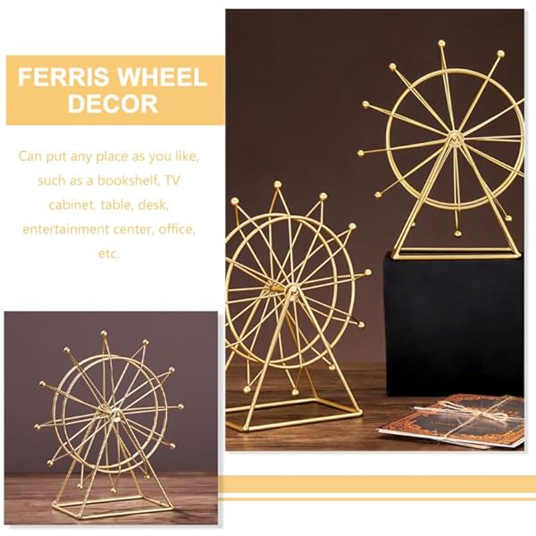 ARTIBETTER Ferris Wheel Ornament, Gold Metal Miniature, Bookshelf Decor for Home Office, Vintage Style Desk Decoration for Room by ARTIBETTER - Image 6