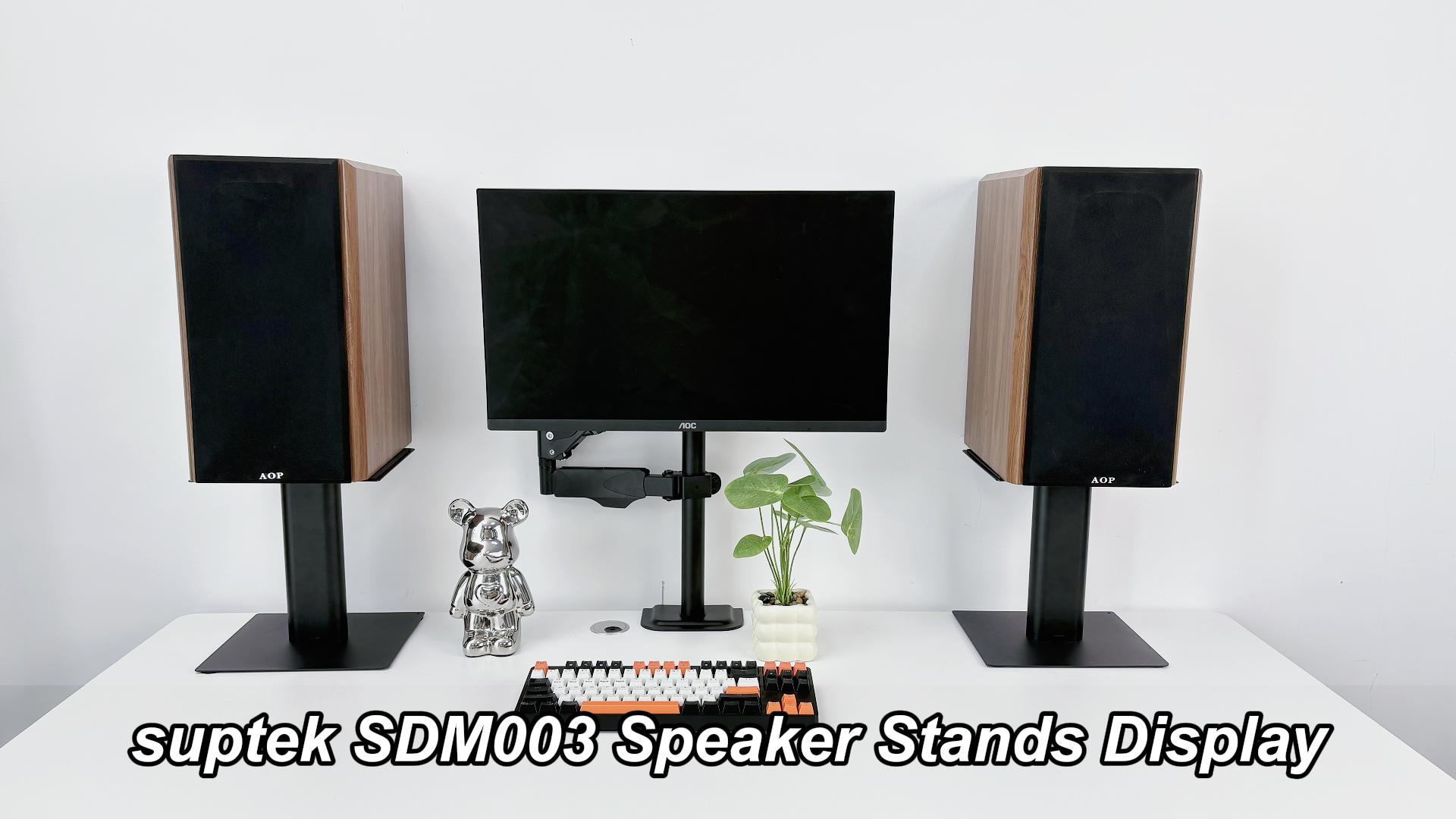 suptek Freistehender Lautsprecherständer Desktop-Set, Universal-Audio-Halterungen für Computer- und Bücherregal-Lautsprecher, 20 x 16.5 cm, 2er-Pack, Weiß, SDM003MW