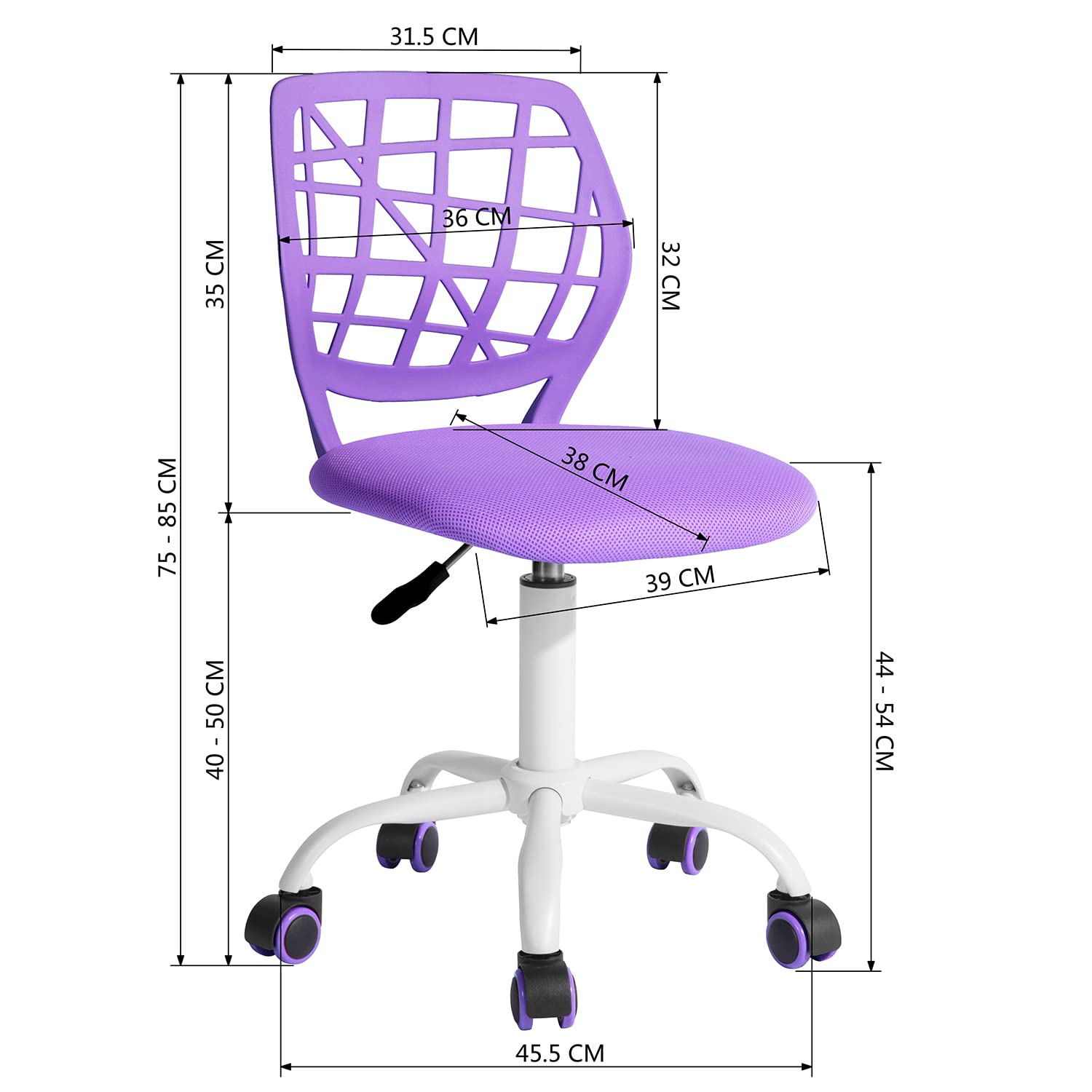 FurnitureR Home Office Sedia ergonomica girevole regolabile in altezza con ruote sedia computer moderna studio ufficio