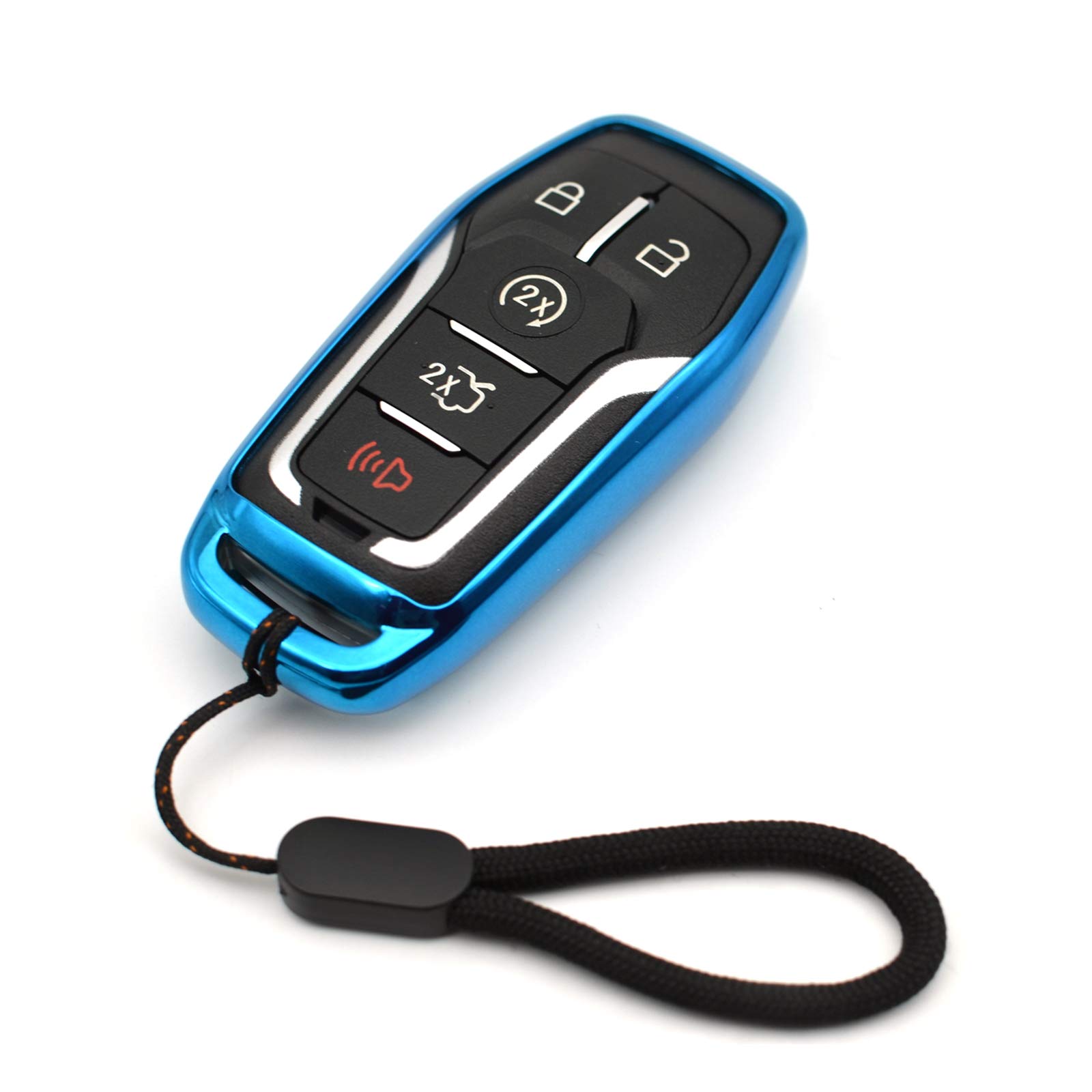 MECHCOSFit for Ford Edge Explorer Fusion Mustang Expedition F-150 F-250 F-350 F-450 Super Duty Transit-150 250 350 HD Lincoln MKC MKX MKZ Nautilus Blue Key Fob Cover Case Accessories NOT FIT Flip Key