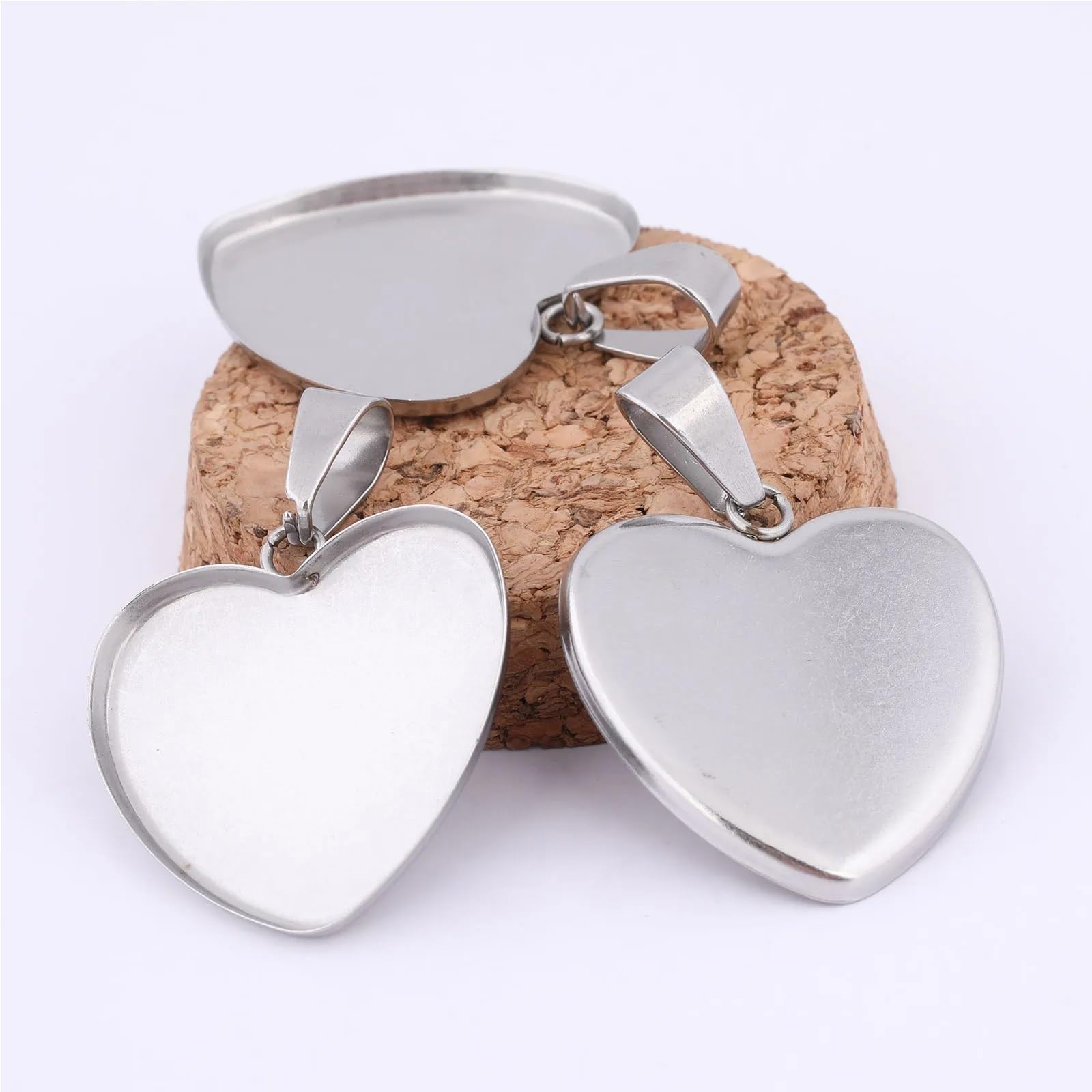 Supports pour pendentifs, Base de cabochon coeur lunette en acier inoxydable(Gold Plated)