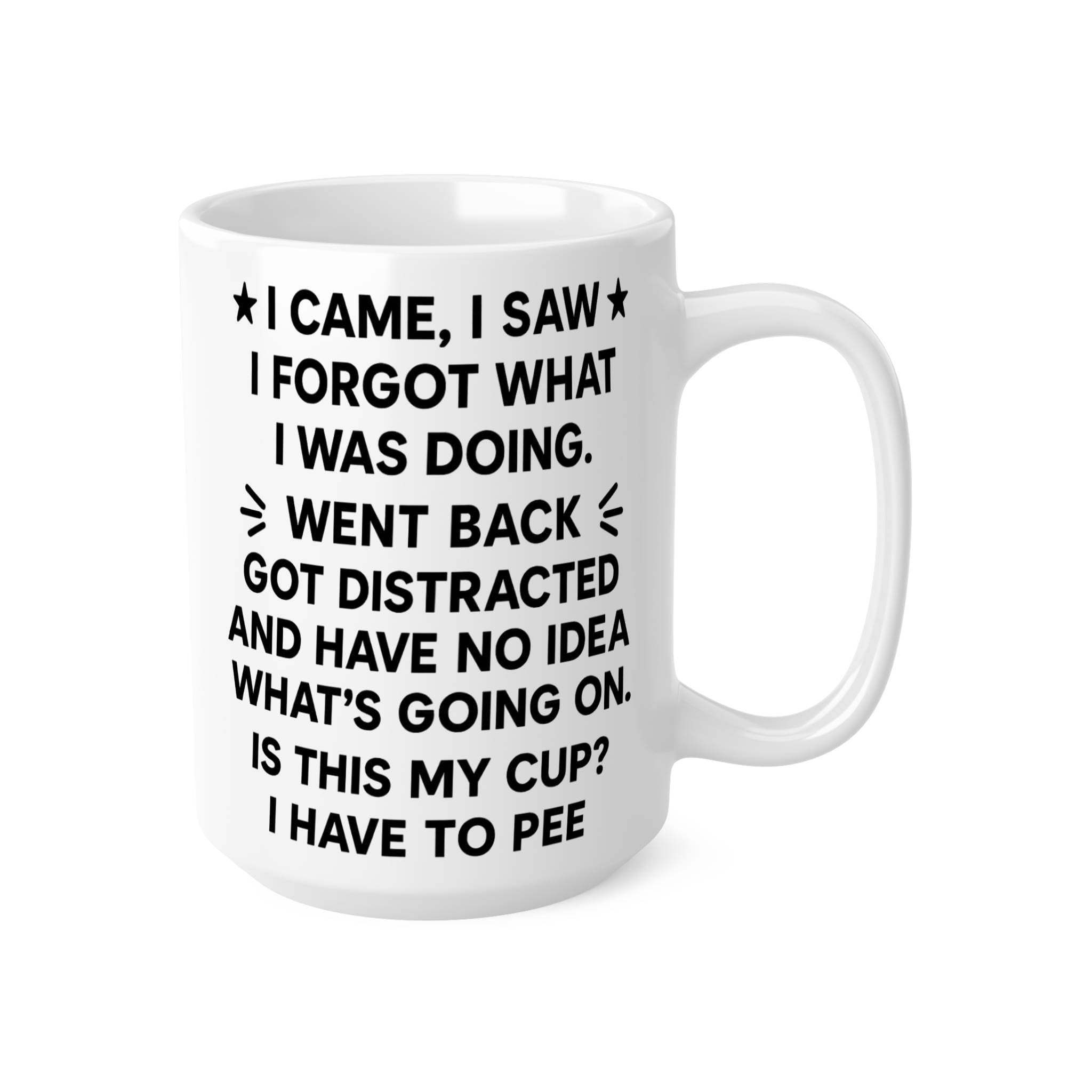 I Came I Saw I Forgot Funny Novelty Coffee Mug, Gift for ADHD, Funny Forgetful Gift Ideas for Her, Distracted Quote, Anxiety Mug (White 15oz, Mug)