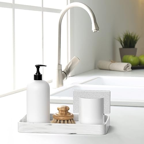 Miniatura 4 de 10" Vanity Tray for Bathroom - Hand Towel Tray Organizer for Paper Napkins - Bathroom Vanity Counter Organization - Ceramic Soap Dispenser Tray for