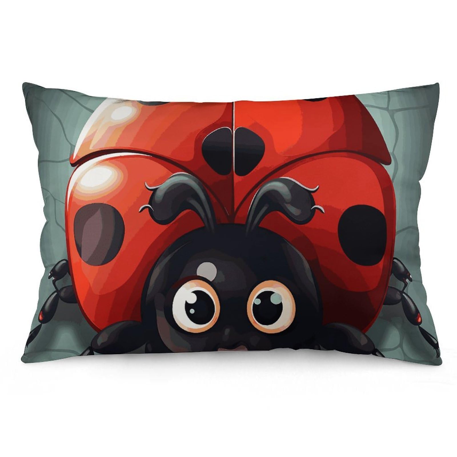 FodPand Decorative Throw Pillow Covers 12x20 Short Plush Cartoon Ladybug Body Pillowcase Cushion Cases with Invisible Zipper Rectangle Lumbar Pillow Shells for Sofa Couch Chair Bed Home Decor