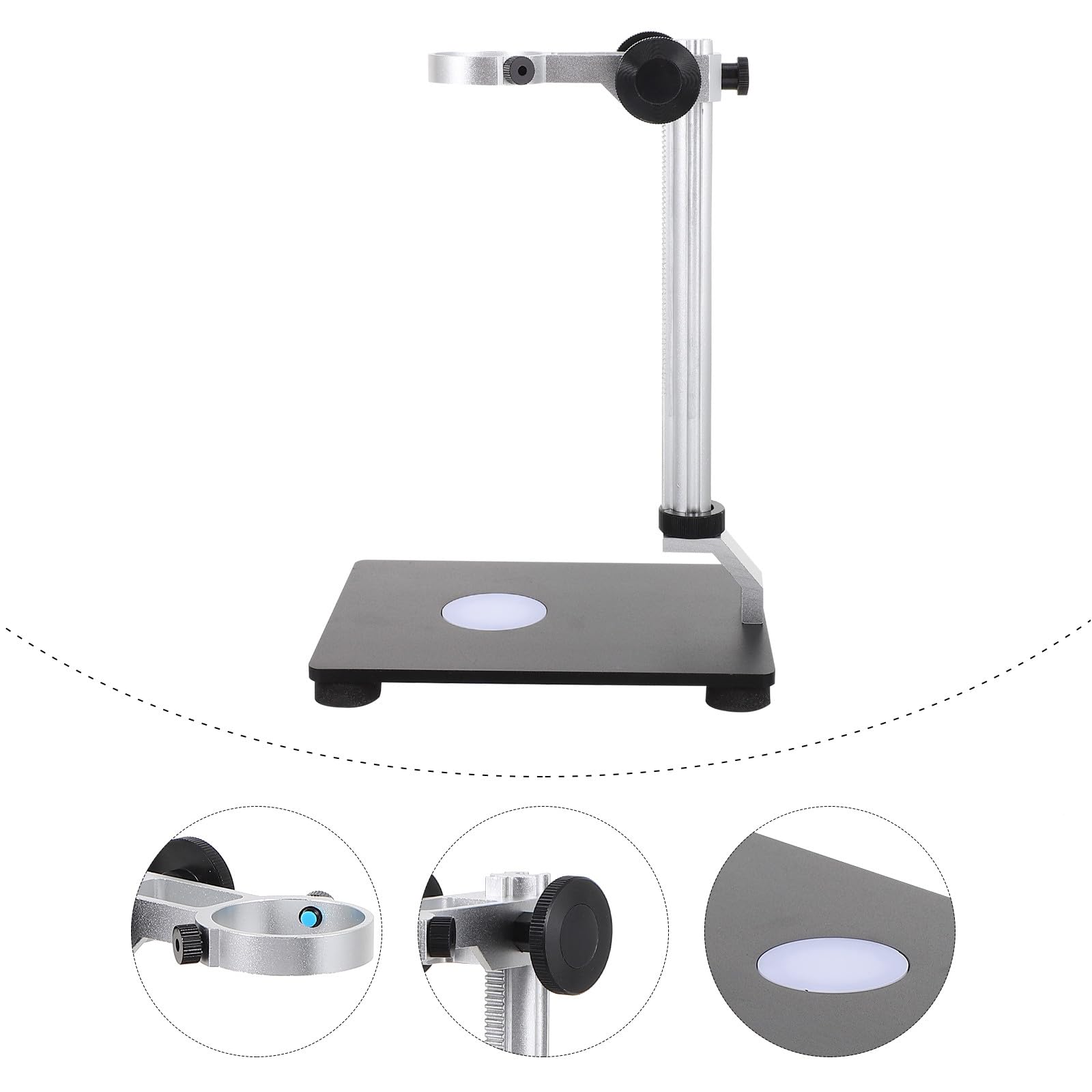 Supporto con Luminosa Regolabile per Microscopio in Nero Resistente Agli Urti per Fotocamera Industriale Tavolo