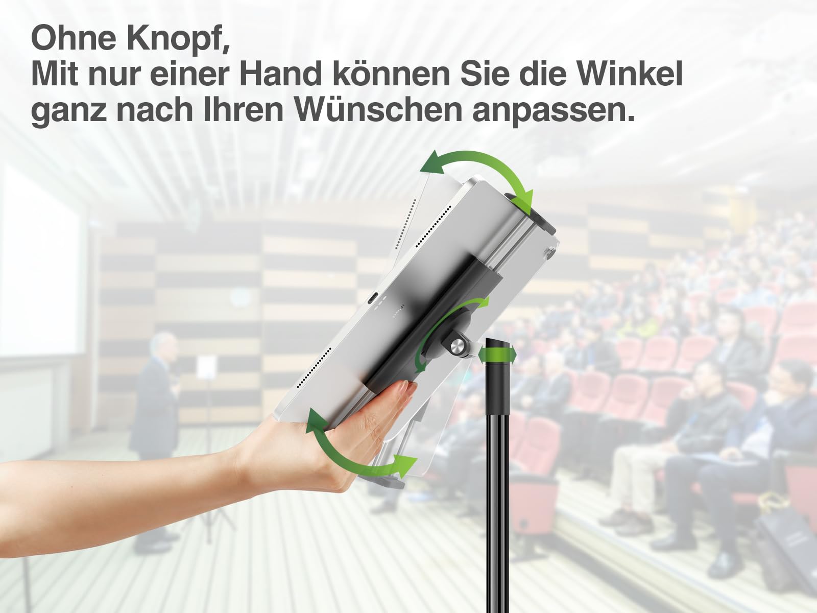 elitehood Aluminium Tablet Stativ Halterung - Tablet Ständer Höhenverstellbar bis 65'' Halter Stativ für iPad Pro 9.7, 10.5, 12.9, Air, Mini, iPhone 4.7-13 Zoll