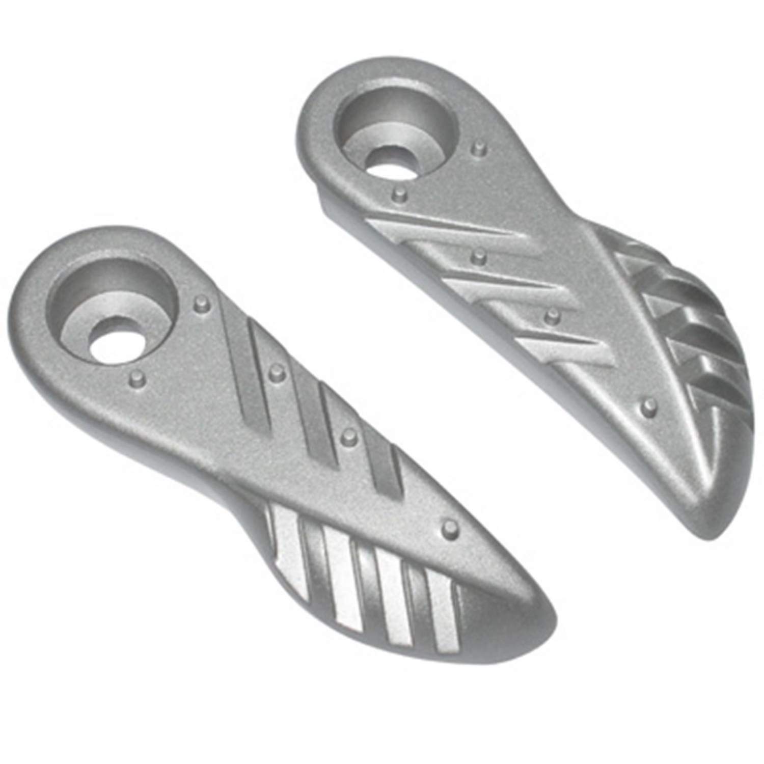 Motodak - Poggiapiedi Scoot Replay per MBK 50 Booster 2004+-Yamaha 50 bws 2004 + Alluminio Argento (Coppia)