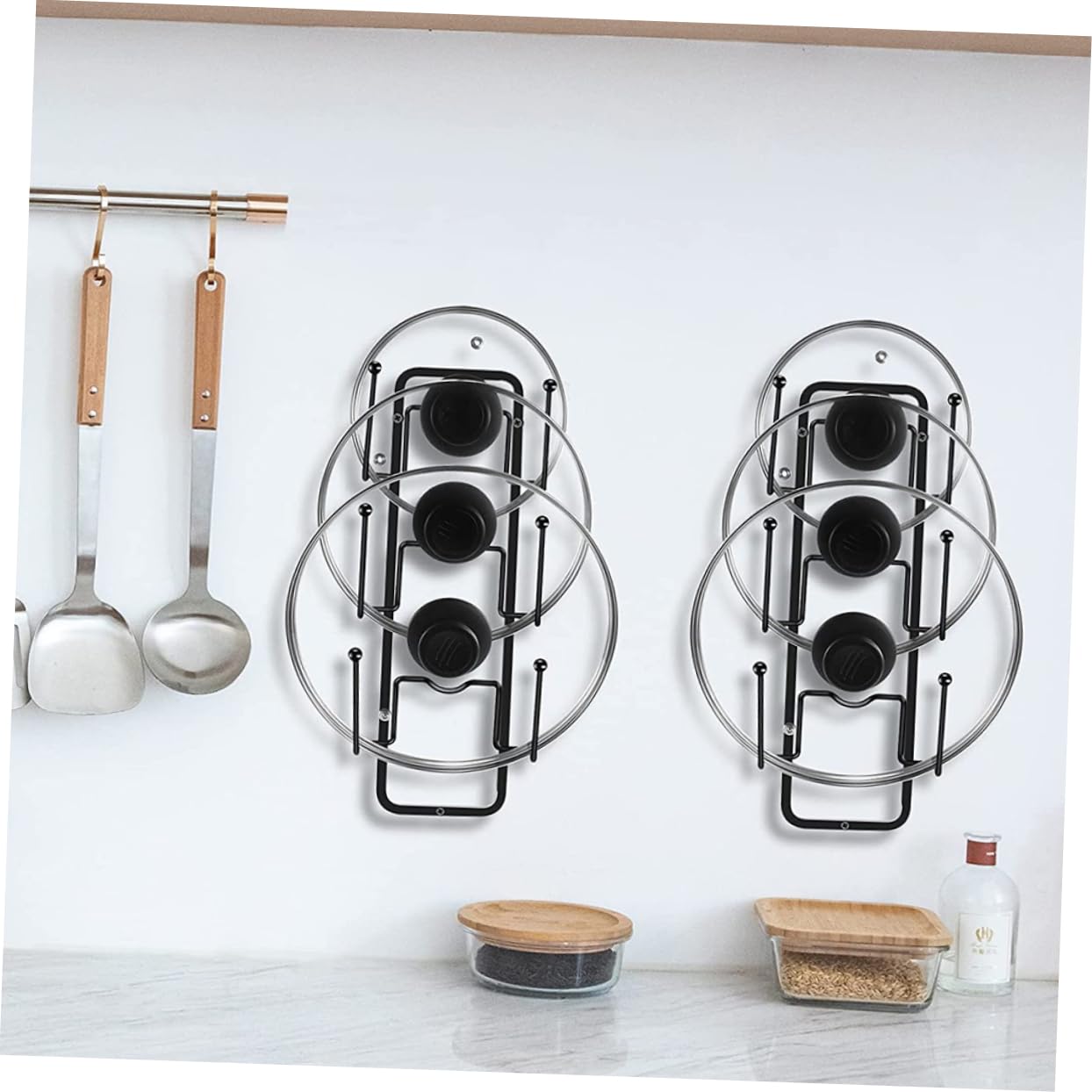PRETYZOOM 2 Piezas Rejilla para Tapas de Ollas Delicado y Reutilizable Estante para Tapas de Ollas Soporte Decorativo de Sartenes Organizador para Cocina