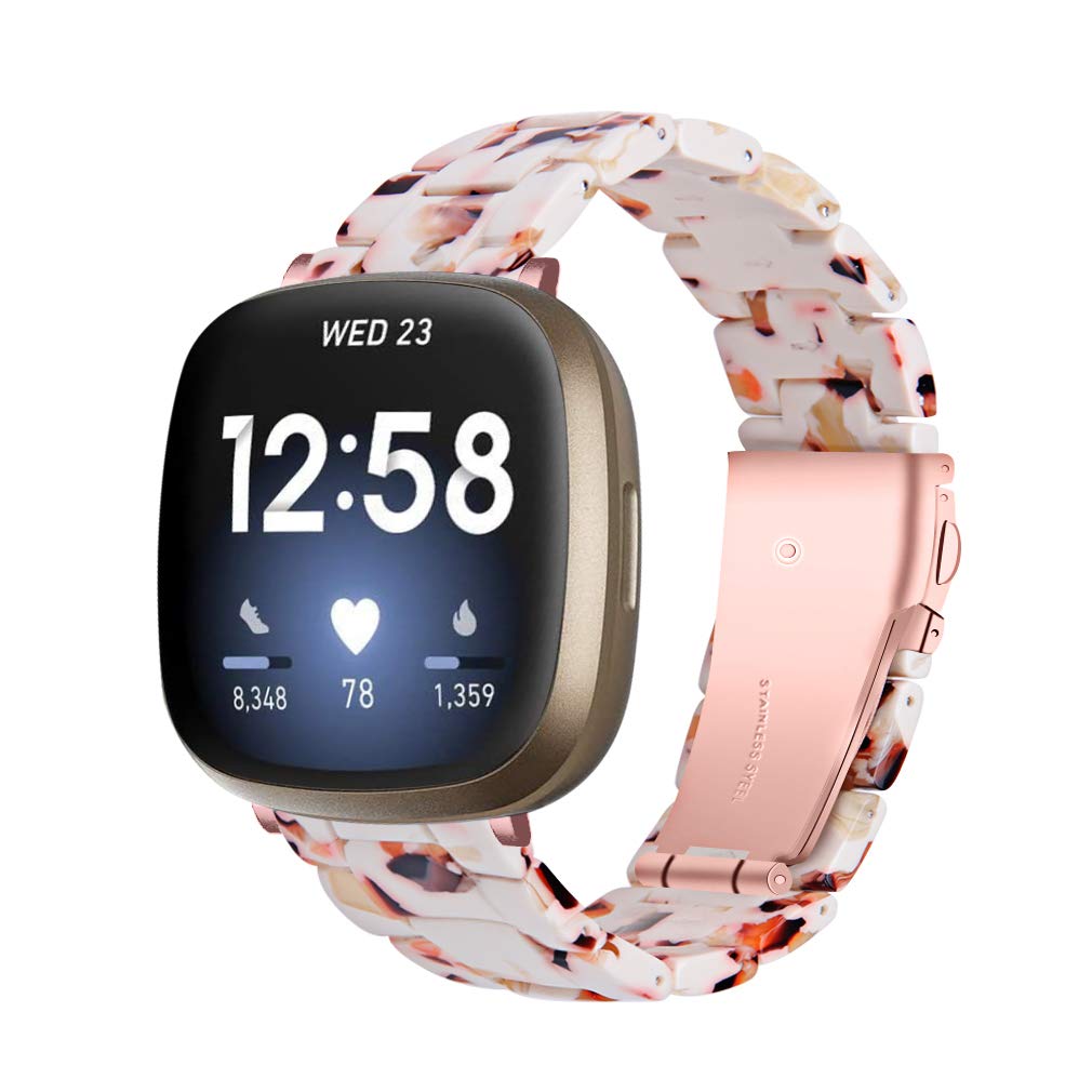Chofit Straps Compatible with Fitbit Versa 4/Sense 2 Strap, Adjustable Resin Replacement Wristband Band Bracelet for Versa 4/Sense 2 (Beige Brown)
