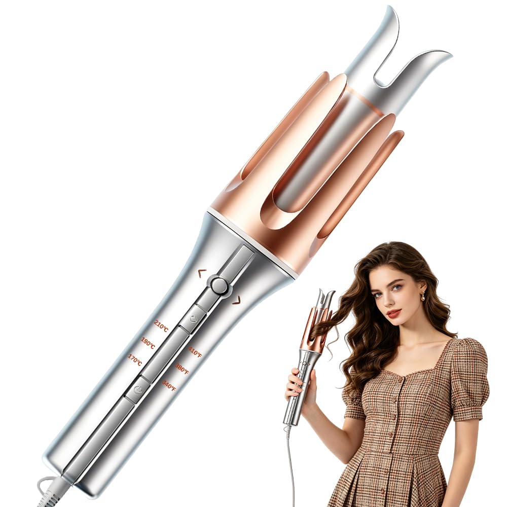 Rizador de Pelo Automatico 25mm, HOVCEH Automatic Curling Iron con Temporizador Inteligente, 3 Ajustes de Temperatura Rizador Pelo Automatico para Cabello Seco y Húmedo