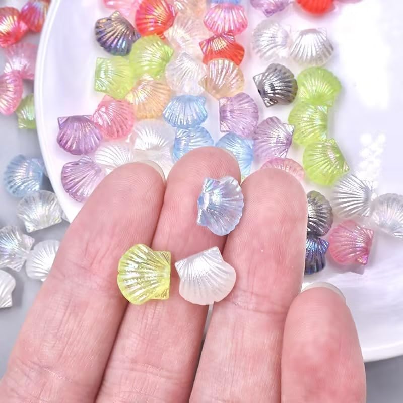 30pcs Mix Color Acrylic Clam Shell Tiny Spacer Beads,Pastel Mixed Colors Plastic Beach Scallop Shell Craft Loose Beads 14.5x12.5mm for Summer Jewelry Making,Beads and Bead Assortments Beading - Image 6