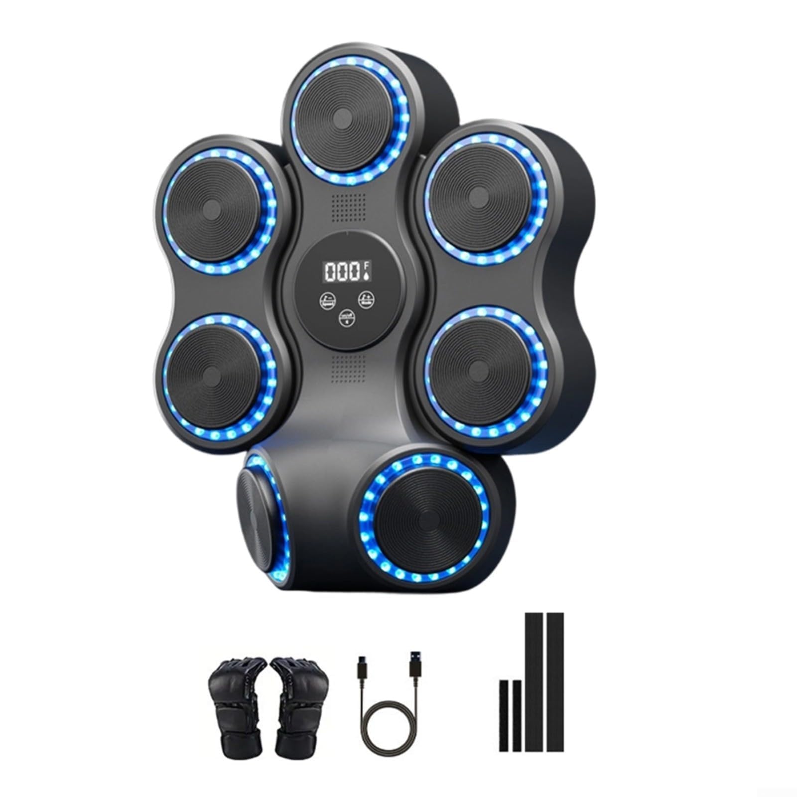 Megatwix Wall Mounted Music Boxing Machine for Adults, Interactive Punching Trainer with Music Playback, Rhythm Lighting and Intelligent Counter, Space-Saving Fitness Equipment,basic model