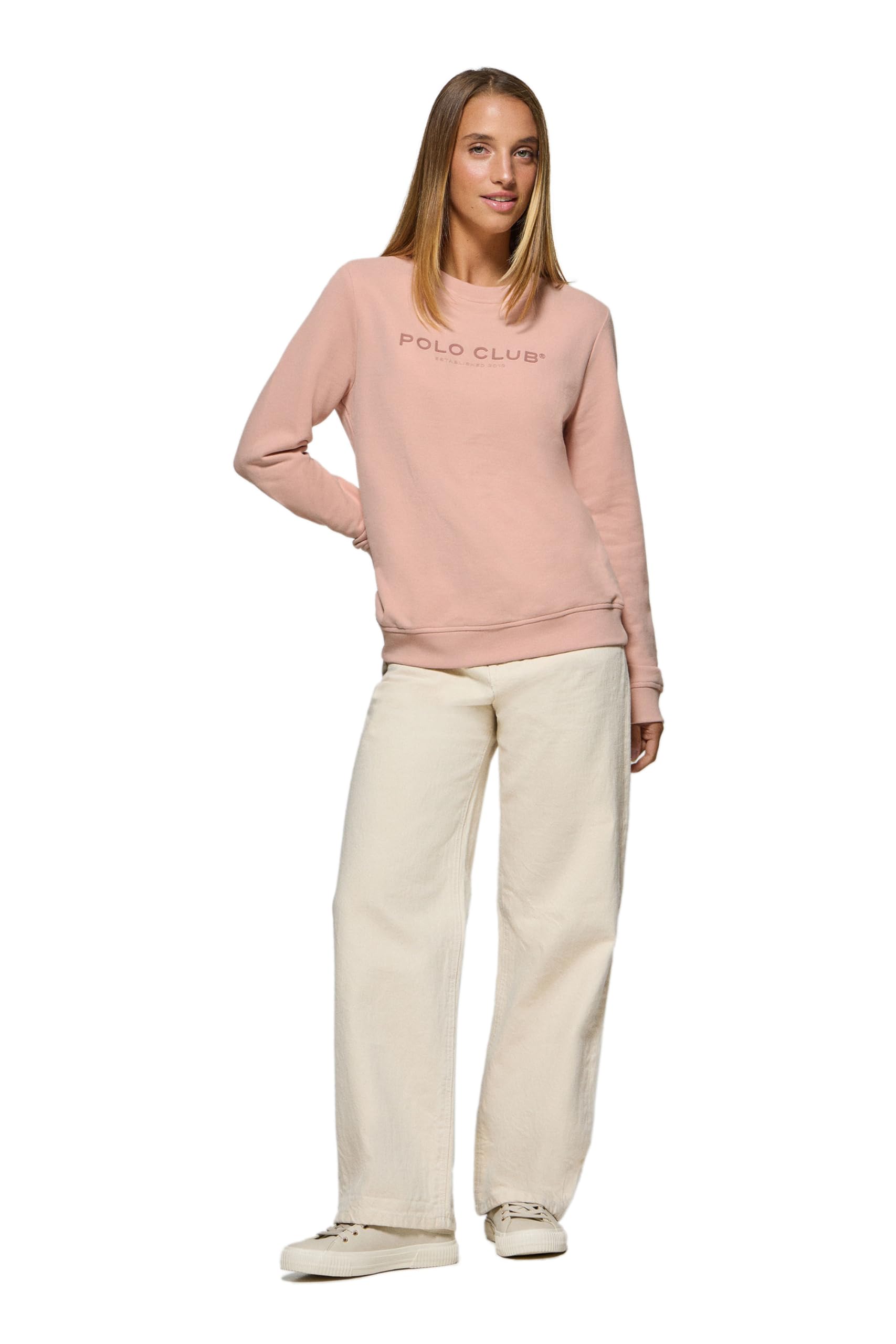 Polo Club Sudadera Slim Fit 100% Algodón para Mujer - Sweatshirt Manga Larga y Cuello Redondo