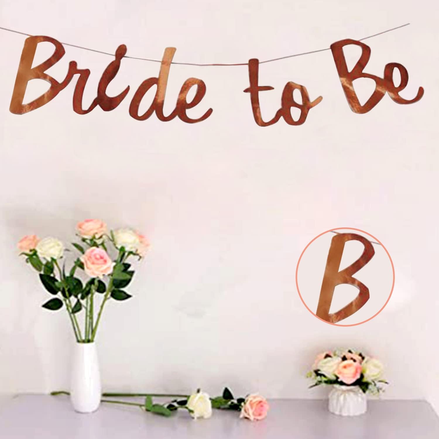 AMFIN Bride to Be Bunting for Wedding, Engagement Party, Bachelorette Party Decoration Supplies - Rose Gold, Bride to be Banner (Rose Gold)