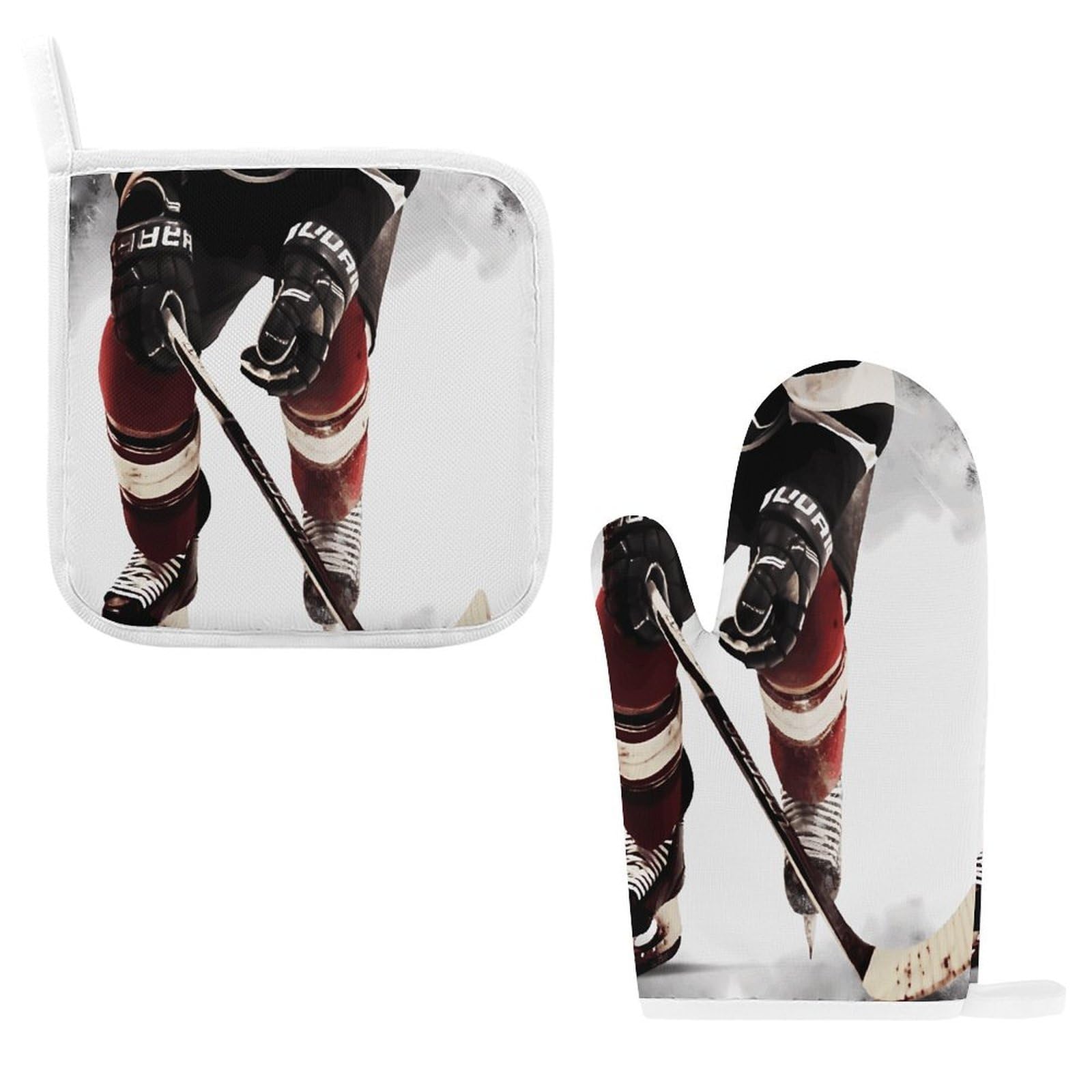 Btcowzrv Style Ice Hockey Pattern Oven Mitts And Pot Holders 2Pcs Set
