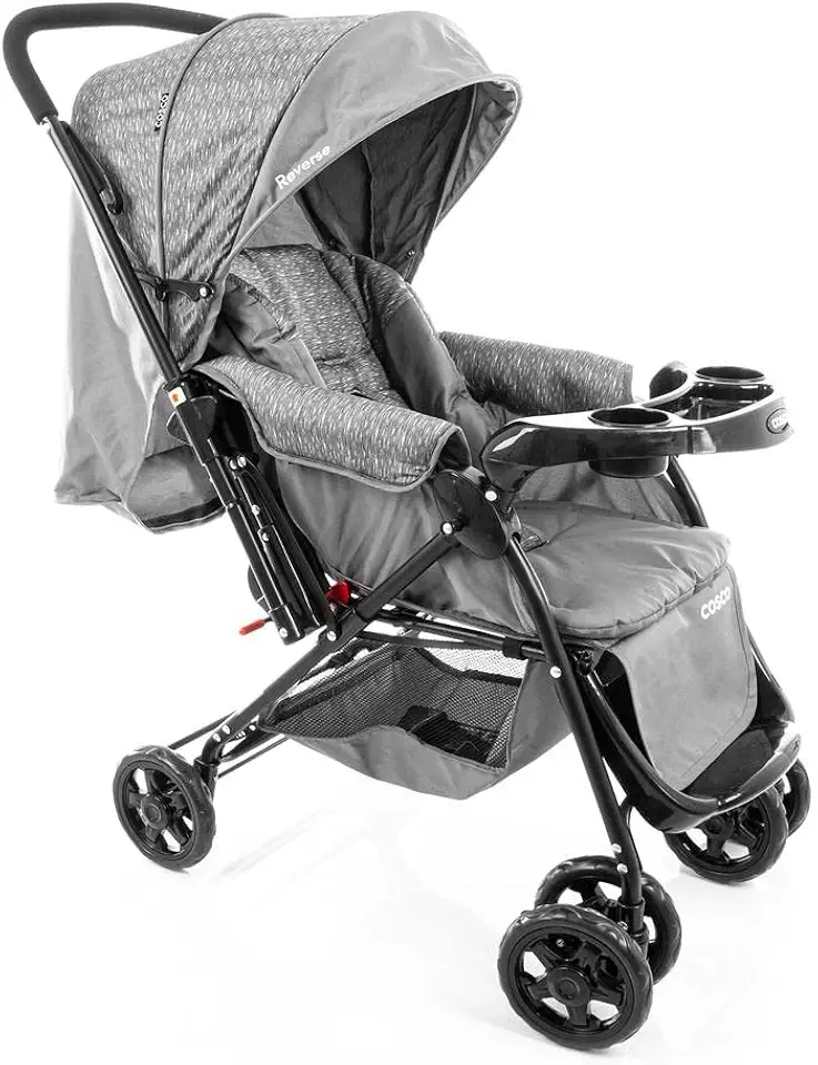Carrinho de Bebê Cosco Kids, Reverse, Cinza Rajado