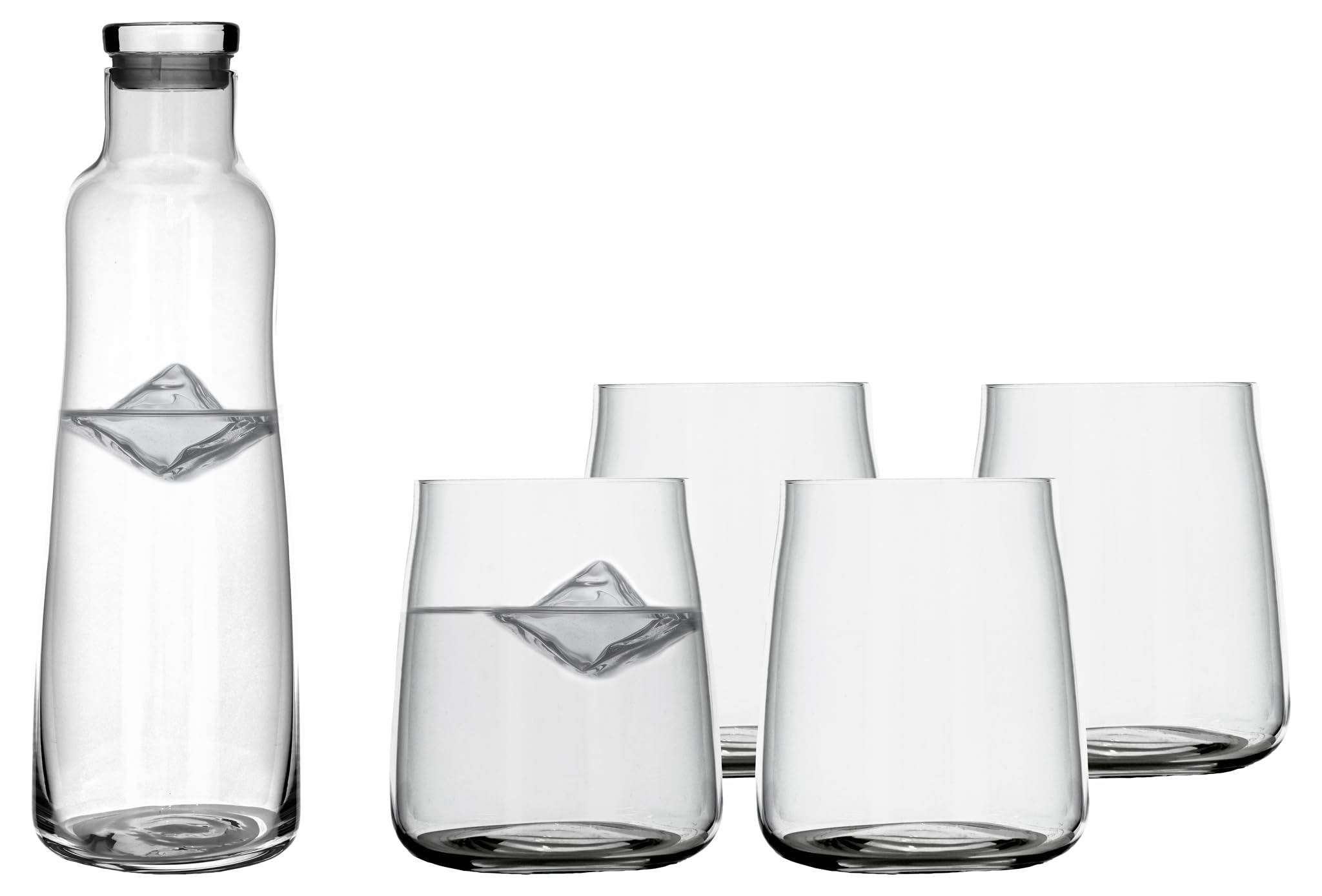 Lyngby Glas Krystal Zero Karaffe-Set, Wasserkaraffe mit Gläsern, 5-teilig, Klar