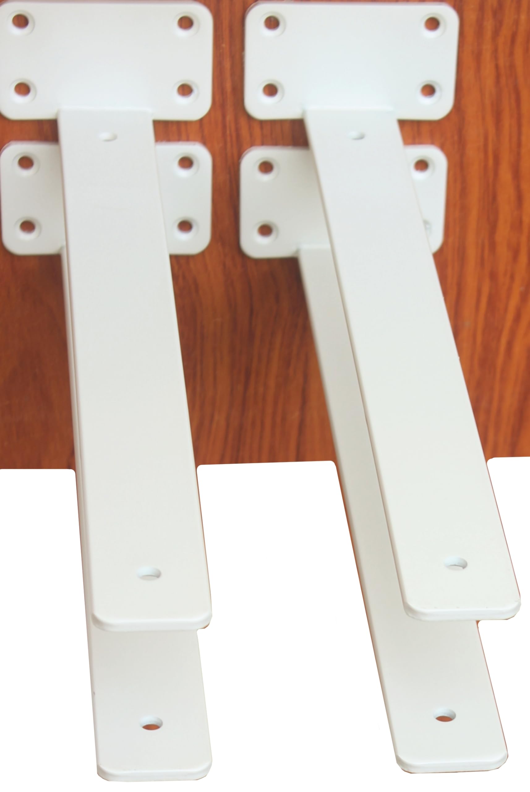 4 Pack - 12 inch White Hidden L Shelf Bracket (1/5 Inch Thicked) Iron Floating Shelf Brackets Rustic Industrial Metal Brackets for Shelf Support