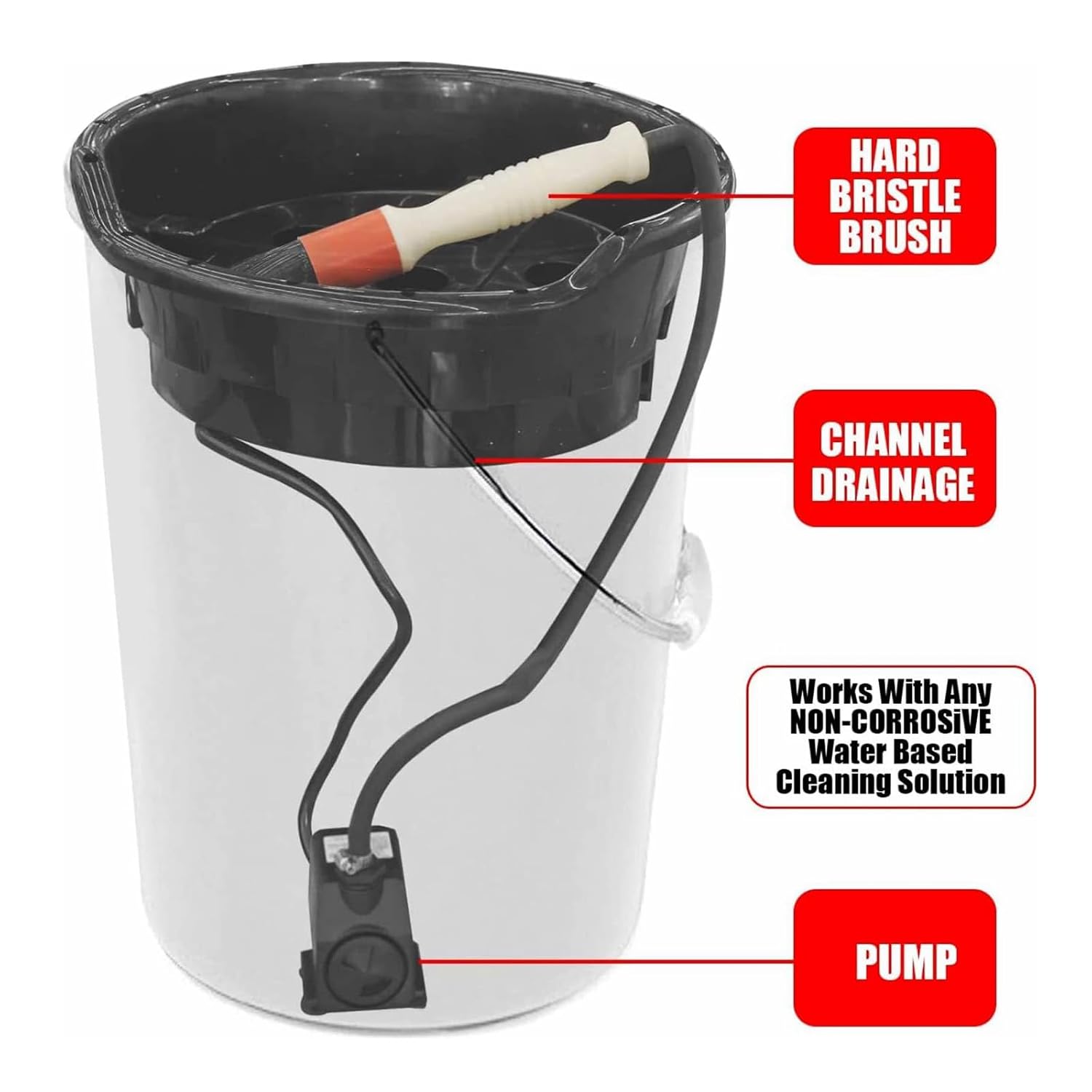 Jack Boss 5 Gallon Capacity Portable Plastic Automotive Parts Washer Cleaner to Degrease Small Parts and Tools 5 Gallon Capacity