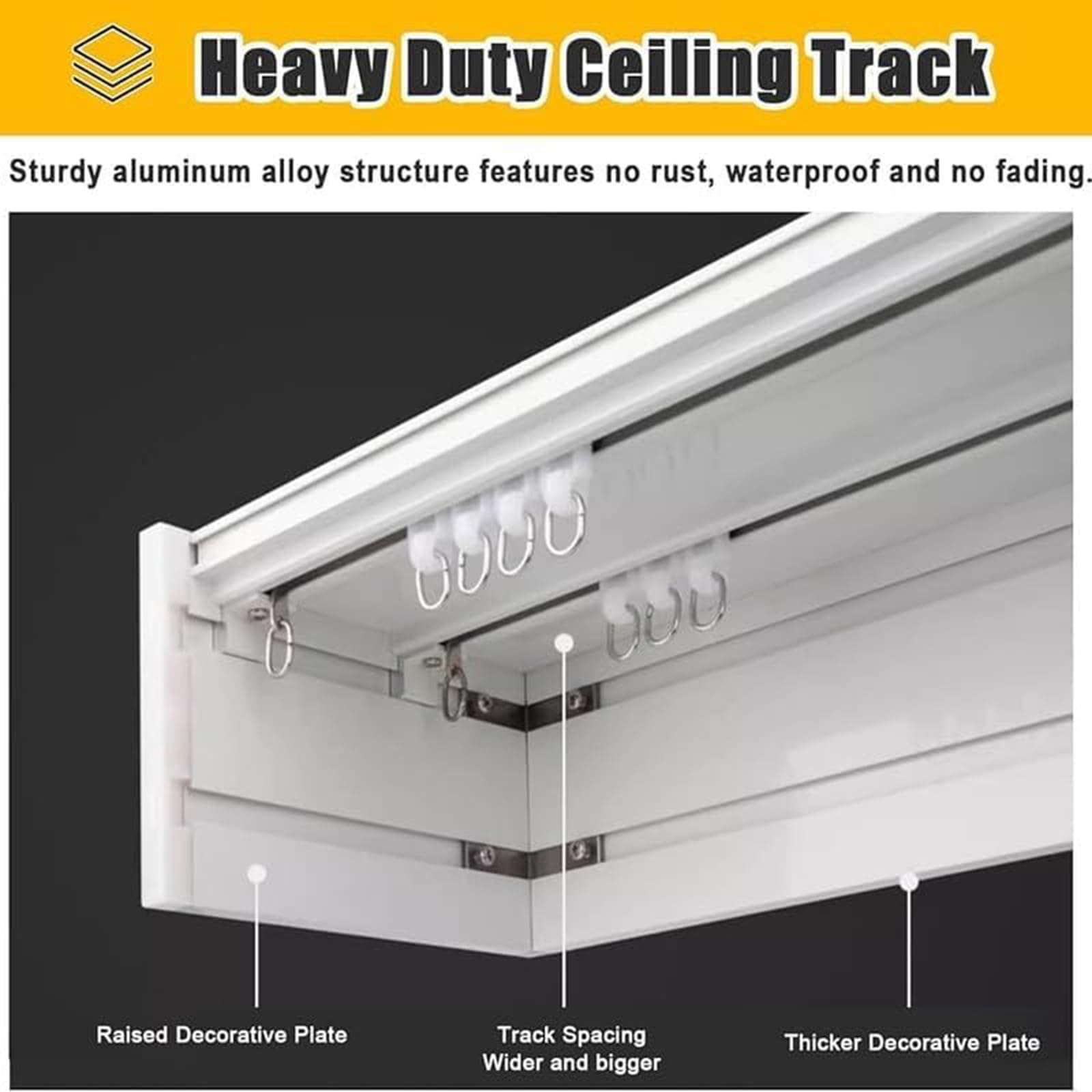 Générique Système de Tringle à Rideaux, Caisson à Rideaux Double avec Rail - Rail Coulissant en Aluminium pour Cadre de cantonnière 4 en 1, Alternative Moderne aux tringl