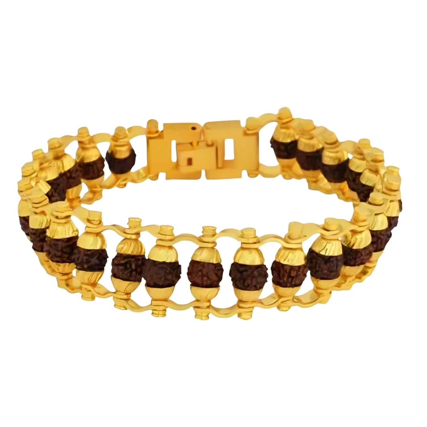 Okos Mens Jewellery Gold Plated Single Line Rudraksh Link Bracelet For Boys and Men BR1000052BWN (B0D25X6BWY) Amazon Price History, Amazon Price Tracker