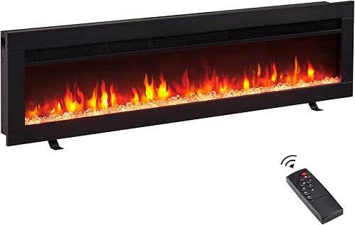 Efiretric Arthur 50 W 3 in 1 Electric Fireplace EF458 Freestanding Wall Mounted Recessed 9 Colors Flame Effect TV Media Wall Heater 750W1500W