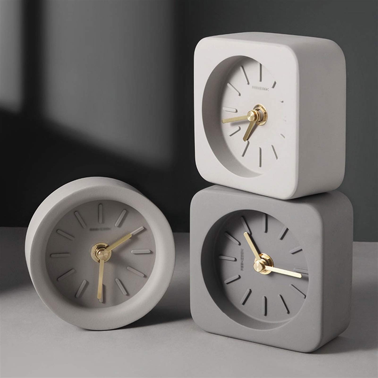 Reloj de Mesa 3.9 Pulgadas Cemento Creativo Silencioso Geométrico