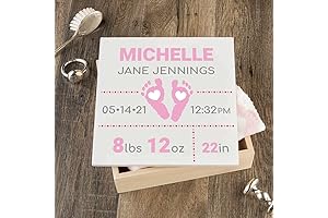 Personalized Keepsake Box for Precious Baby Memories (Pink Footprints)